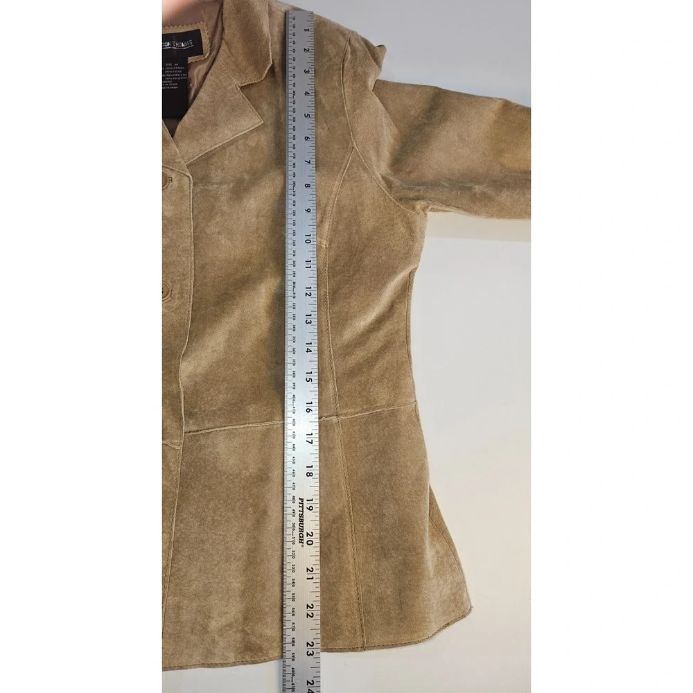 VTG Brandon Thomas Luxury Women's 100% Leather Jacket Suede Sz‎ M BTan Button up